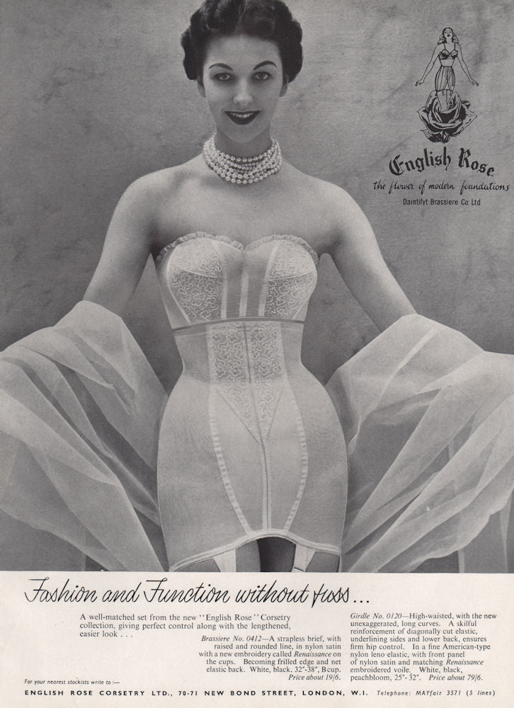 English Rose. The flower of modern foundations. Daintifyt Brassiere. advert 1955